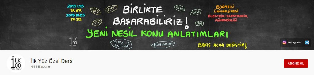 ilk yüz özel ders Youtube kanalı