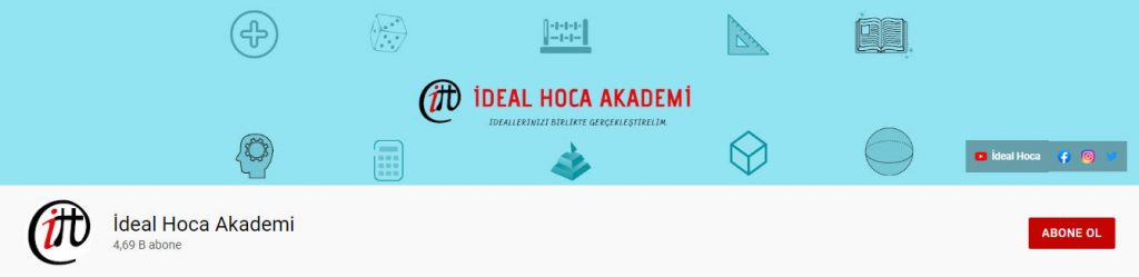İdeal hoca akademi Youtube matematik kanalı