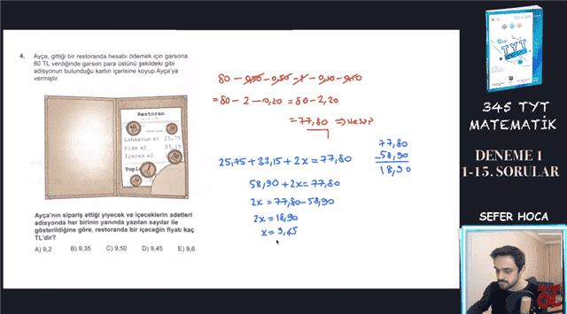 345 ÜçDörtBeş TYT matematik deneme çözümleri , 1. Deneme, 2022 
