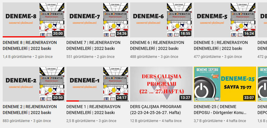 Kenan Kara ile Geometri kanalı, güncel videolar