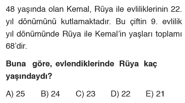 yaş problemleri soru çözümü, destek eğitim yayınları