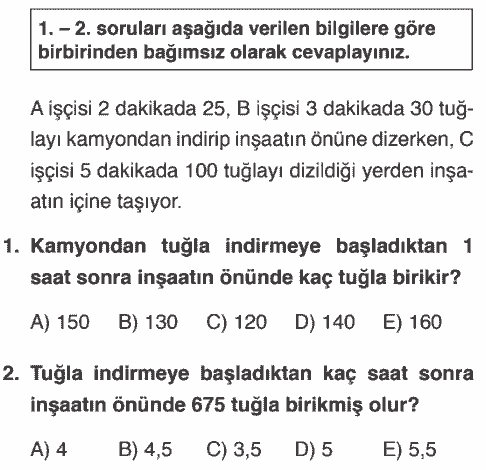 TYT Problemler PDF arşivi, örnek problem sorusu