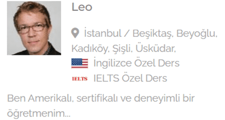 Yabancıdan ingilizce özel ders, Leo, ielts dersi