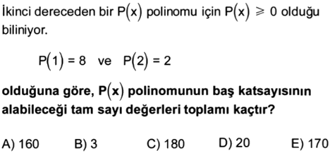 zor polinom sorusu, üç dört beş 345 yayınları