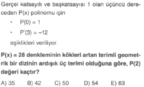 Zor matematik soruları, Ayt matematik, zor polinom sorusu
