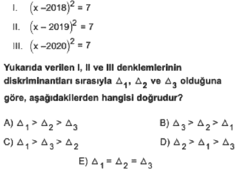 yeni nesil zor matematik soruları, ikinci derece denklemler