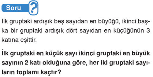 ardışık sayılar örnek sorusu, ardışık sayı problemleri