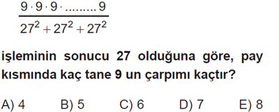 Üslü sayılarda bölme işlemi