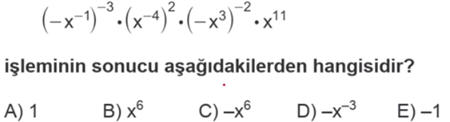 Üslü sayılarda çarpma işlemi soru çözümü