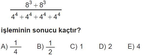 Üslü sayılarda çıkarma işlemi