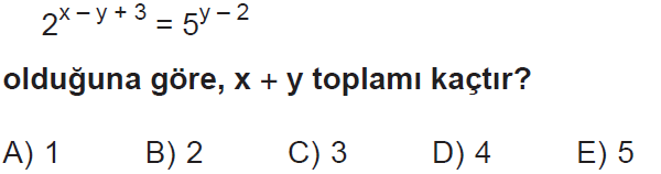 Üslü denklemler testi, soru 9