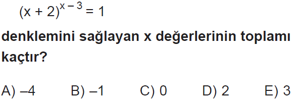 Üslü ifadelerde denklemler testi, soru 10