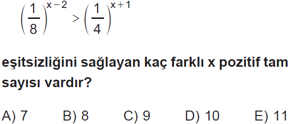 Üslü denklemler ve eşitsizlikler testi, soru 13