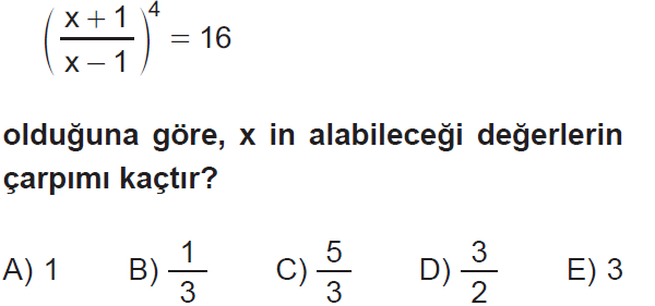 Kuvveti çift ise Üslü denklemler testi