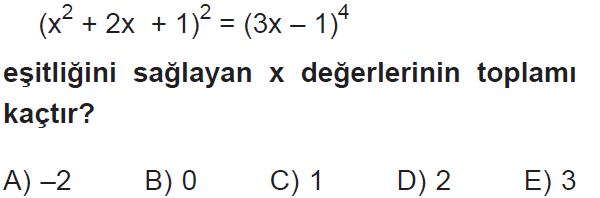 Üslü sayılarda denklemler testi, soru 8